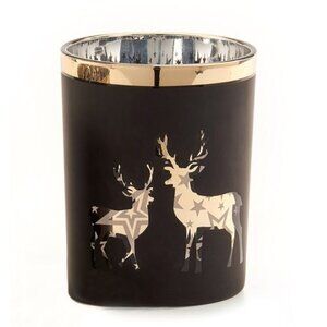 Deer Candle Holder, Black Gold Christmas, Mirrored Christmas Candle Holder